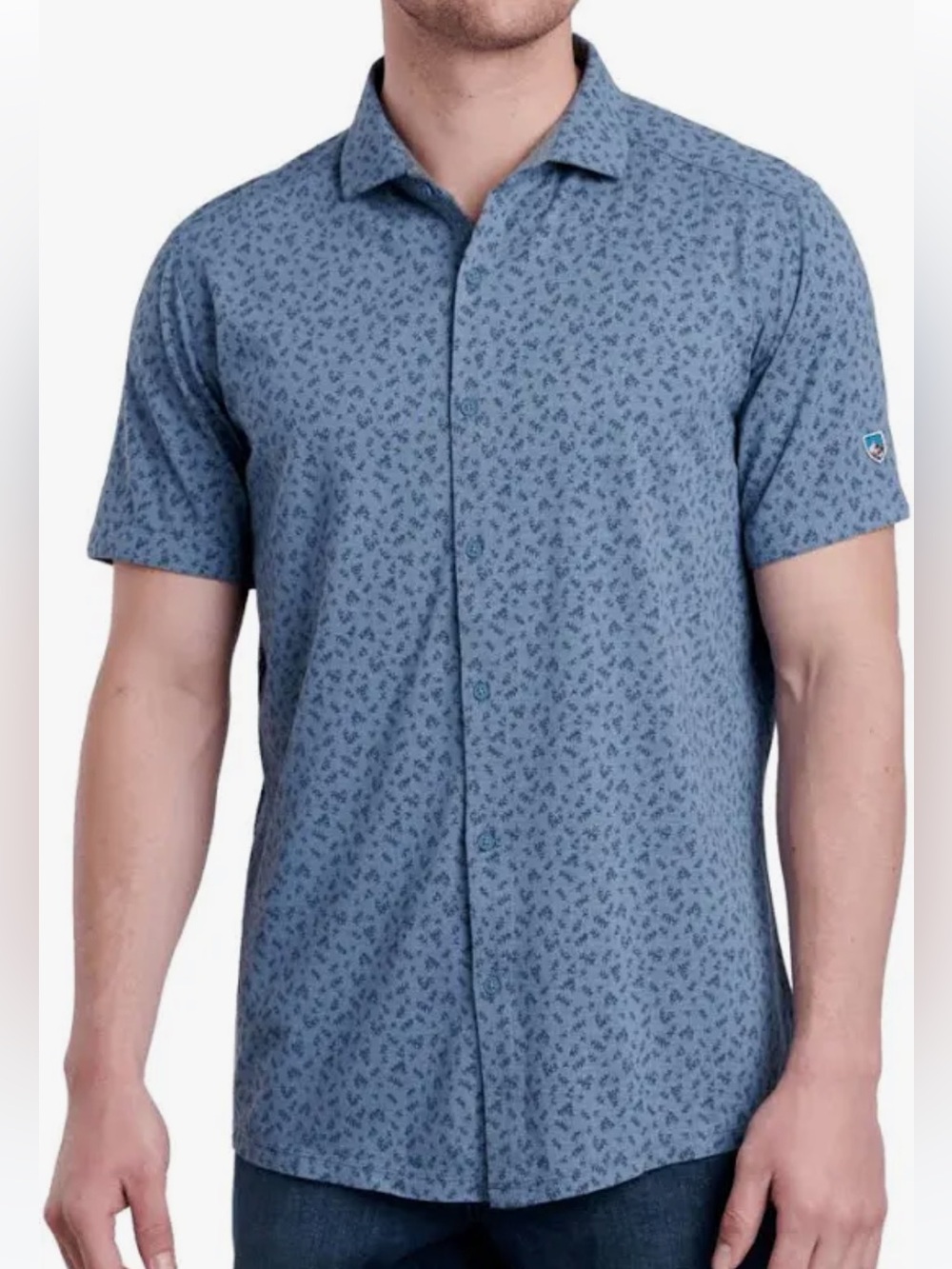 Kuhl Innovatr Men's Short Sleeve Blue Printed Button-Up Shirt Size L Outdoor